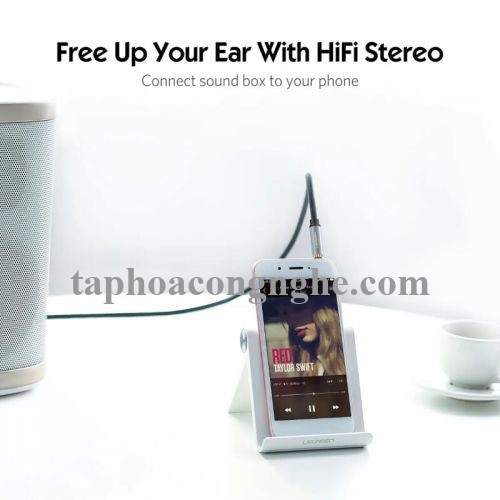 Ugreen 20825 5M màu Đen Cáp âm thanh 2 đầu Bông sen sang 3.5mm Dương đầu bọc nhôm mạ vàng AV135 30020825